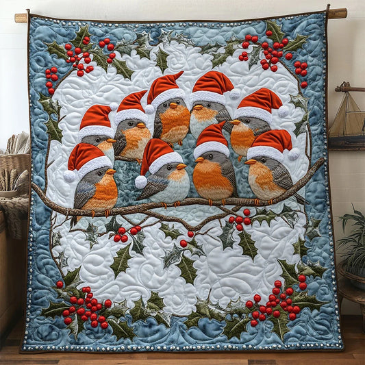 Holly Song European Robin Quilt Blanket