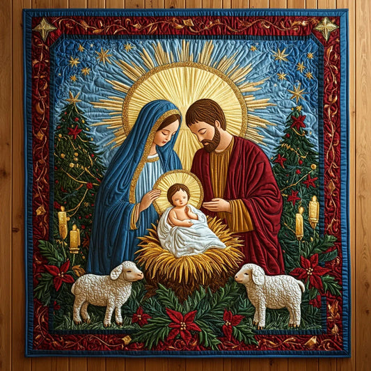 Holy Christmas Night Quilt Blanket