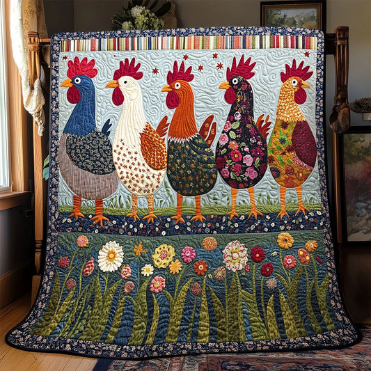 Homestead Folk Chicken Quilt Blanket