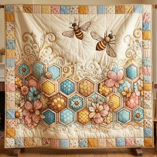 Honeybee Garden Quilt Blanket - Quilted Blanket by OtterMia