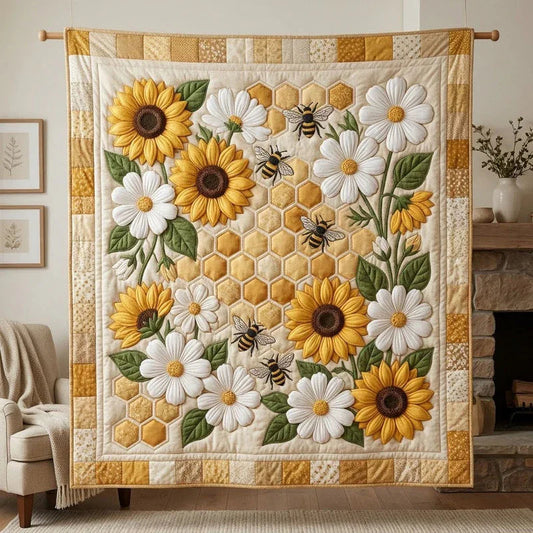 Honeycomb Haven Quilt Blanket - Quilted Blanket by OtterMia