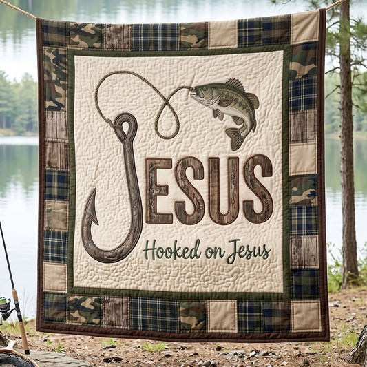 Hooked On Jesus Quilt Blanket
