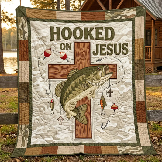 Hooked On Jesus Quilt Blanket