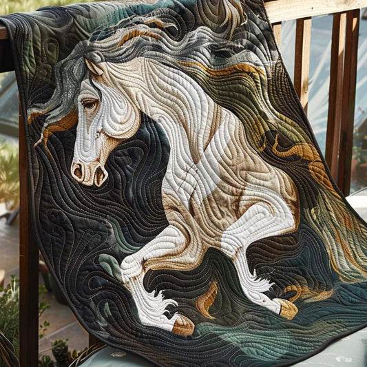 Horse Adventure Quilt Blanket - Quilted Blanket by OtterMia
