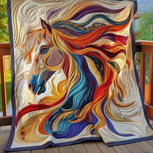 Horse Breeze Quilt Blanket - Quilted Blanket by OtterMia