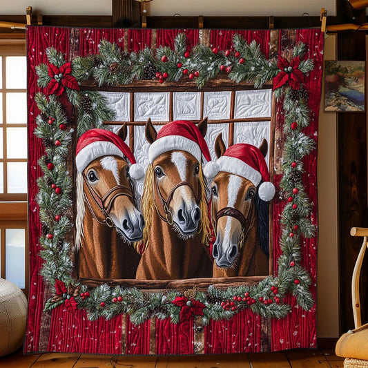 Horse Christmas Joy Quilt Blanket