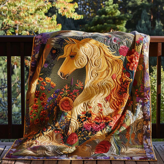 Horse Escape Quilt Blanket - Quilted Blanket by OtterMia
