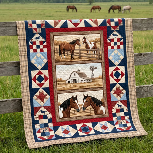 Horse Field Quilt Blanket