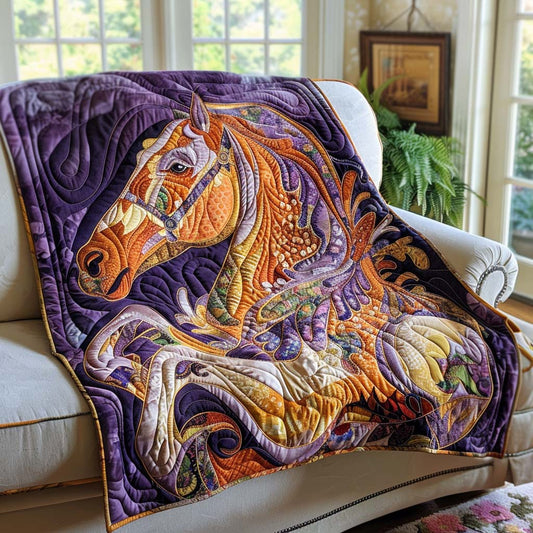 Horse Harmony Quilt Blanket - Quilted Blanket by OtterMia
