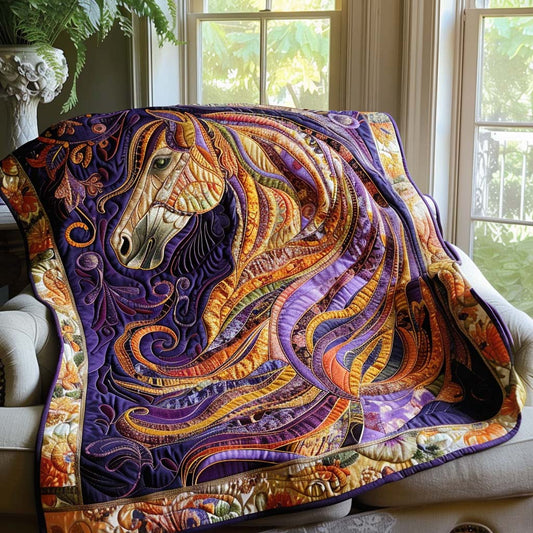 Horse Paradise Quilt Blanket - Quilted Blanket by OtterMia