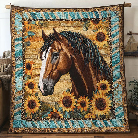 Horse Rustic Bloom Quilt Blanket
