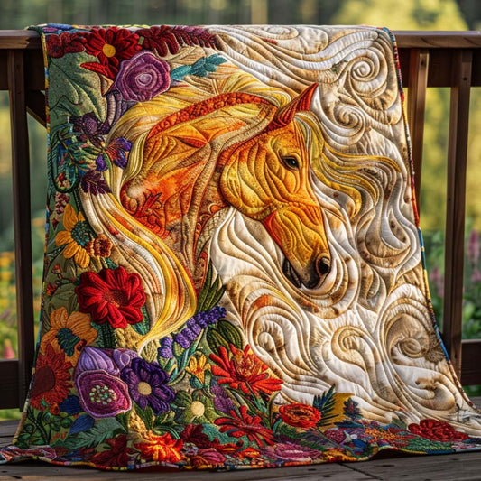Horse Serenity Quilt Blanket - Quilted Blanket by OtterMia