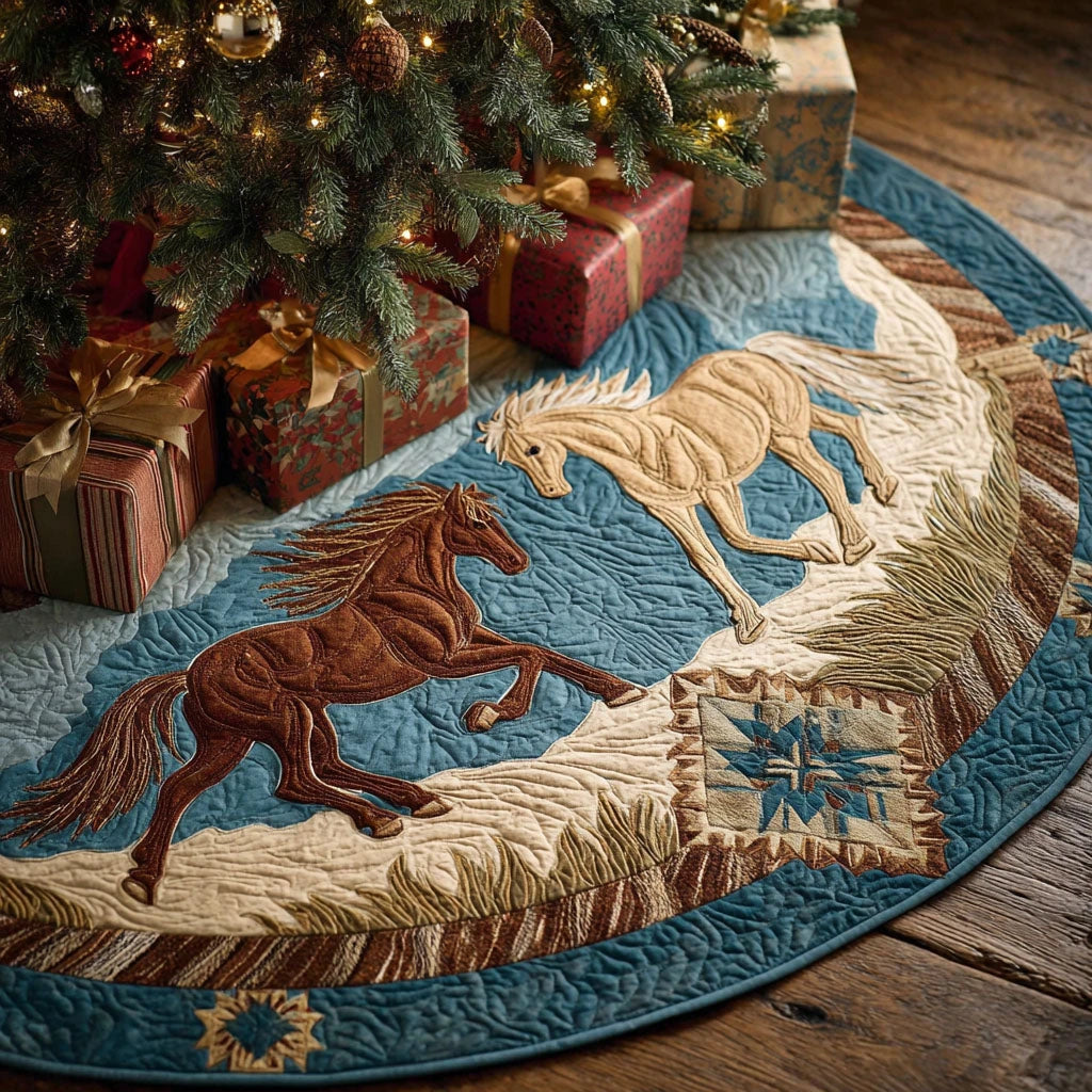 Horse Spirit Christmas Quilted Tree Skirt