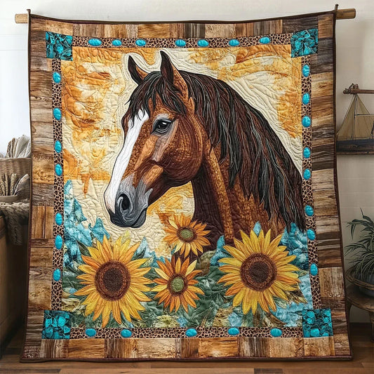 Horse Sun Spiri Quilt Blanket