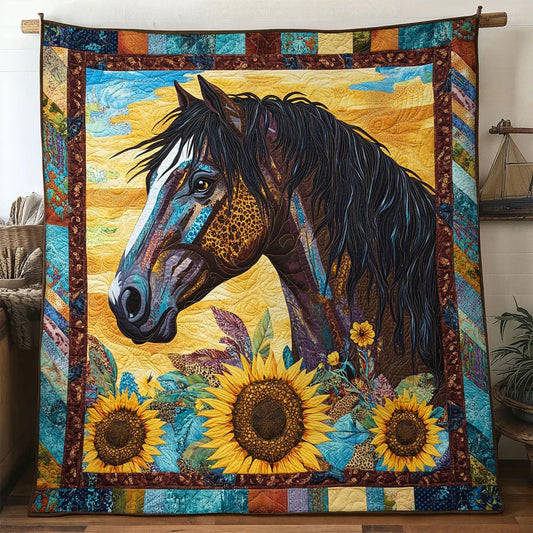 Horse Warm Horizon Quilt Blanket