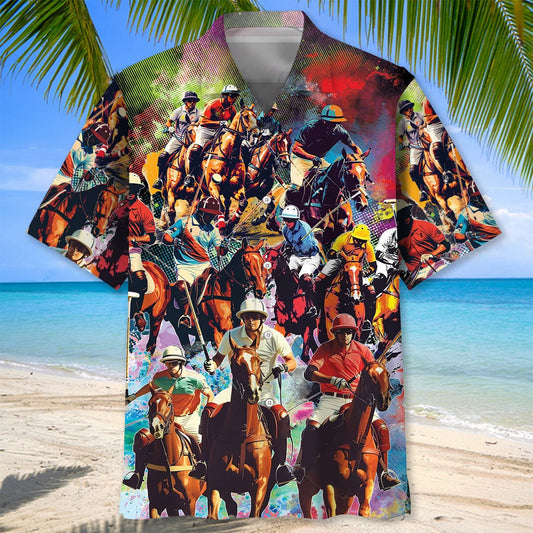 Horse Polo Sport Hawaiian Shirt - S - hawaiian shirt