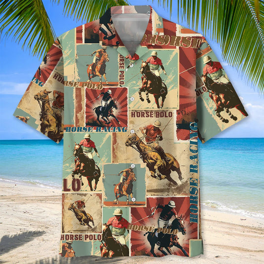 Horse Polo Sport Retro Magazine Hawaiian Shirt - S - hawaiian shirt
