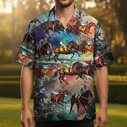 Horse Racing Color Hawaiian Shirt