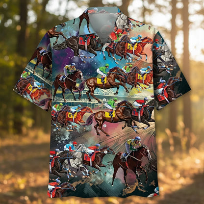 Horse Racing Color Hawaiian Shirt