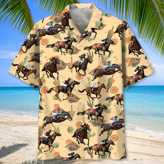 Horse Racing Desert Hawaiian Shirt - S - hawaiian shirt