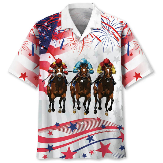 Horse Racing Festive Hawaiian Shirt - S - hawaiian shirt