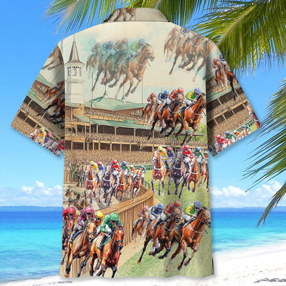 Horse Racing Vintage Stadium Hawaiian Shirt
