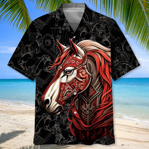 Horse Viking Hawaiian Shirt - M - hawaiian shirt