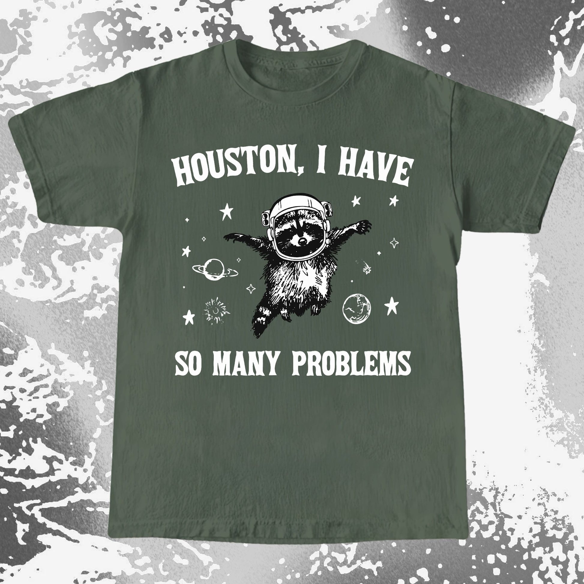 Houston I Have So Many Problems Raccoon Astronaut, funny meme tee gift (view 5)