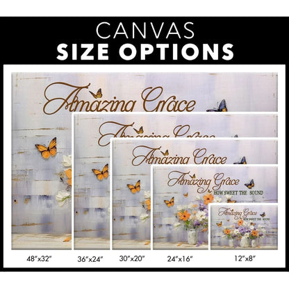 amazing grace how sweet the sound wall art butterflies flowers christian canvas art (Landscape) (view 3)