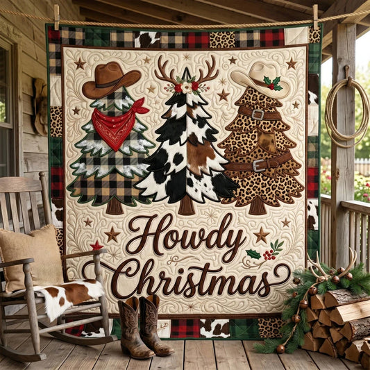 Howdy Christmas Western Tree Quilt Blanket