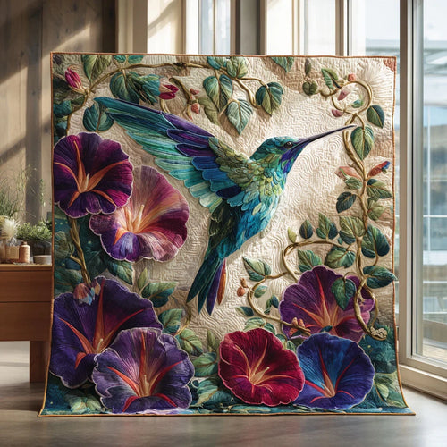 Hummingbird Blossom Charm Quilt Blanket