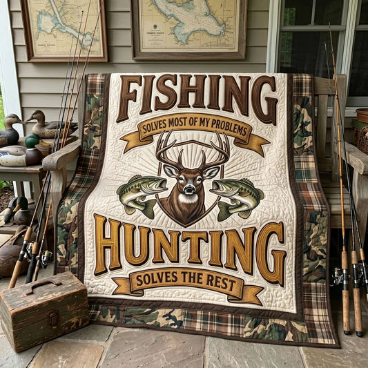 Hunt And Fish Therapy Quilt Blanket