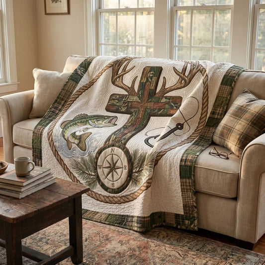 Hunter's Cross Compass Quilt Blanket