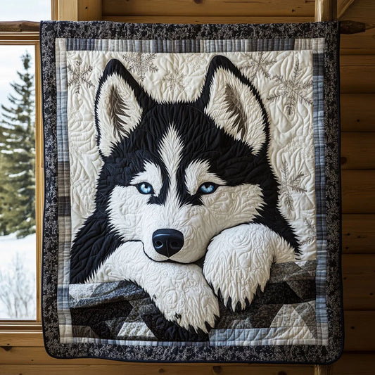 Husky Gaze Quilt Blanket