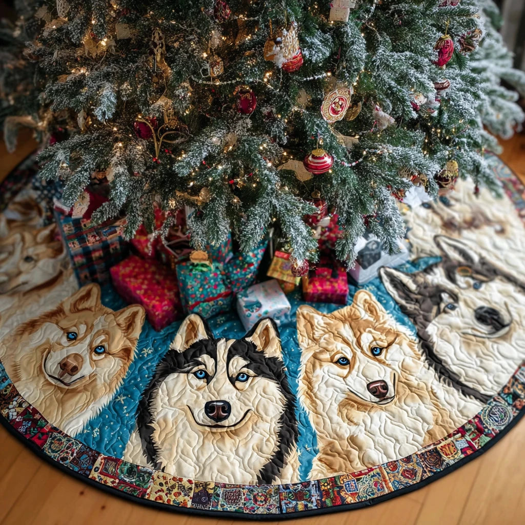 Husky Glow Christmas Quilted Tree Skirt