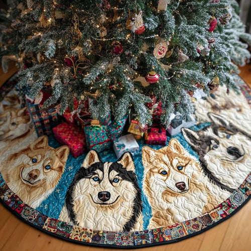 Husky Glow Christmas Quilted Tree Skirt