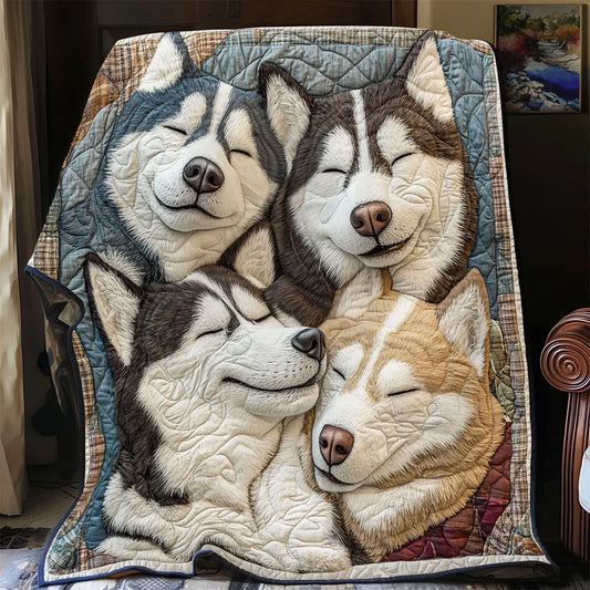 Husky Huddle Quilt Blanket