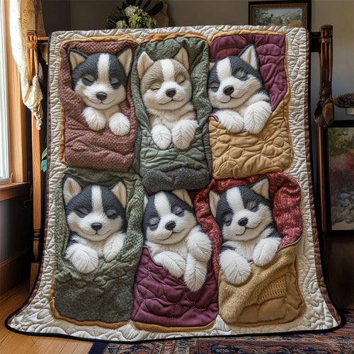 Husky Patch Quilt Blanket