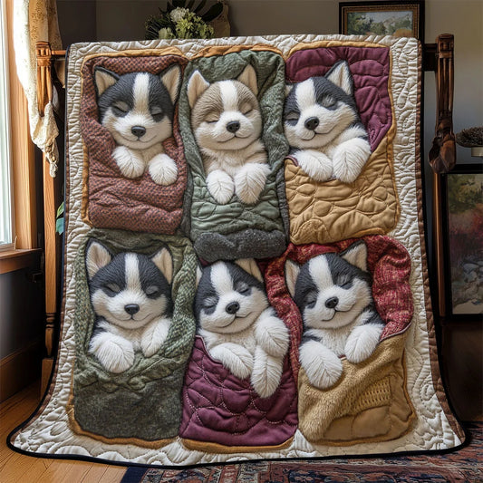 Husky Patch Quilt Blanket