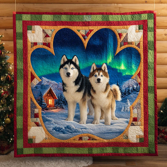 Husky Paw Dream Quilt Blanket