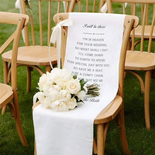 I Will Be There Memorial Wedding Chair Sign Reserved Seat In Loving Memory Chair Cover, gentle memorial keepsake