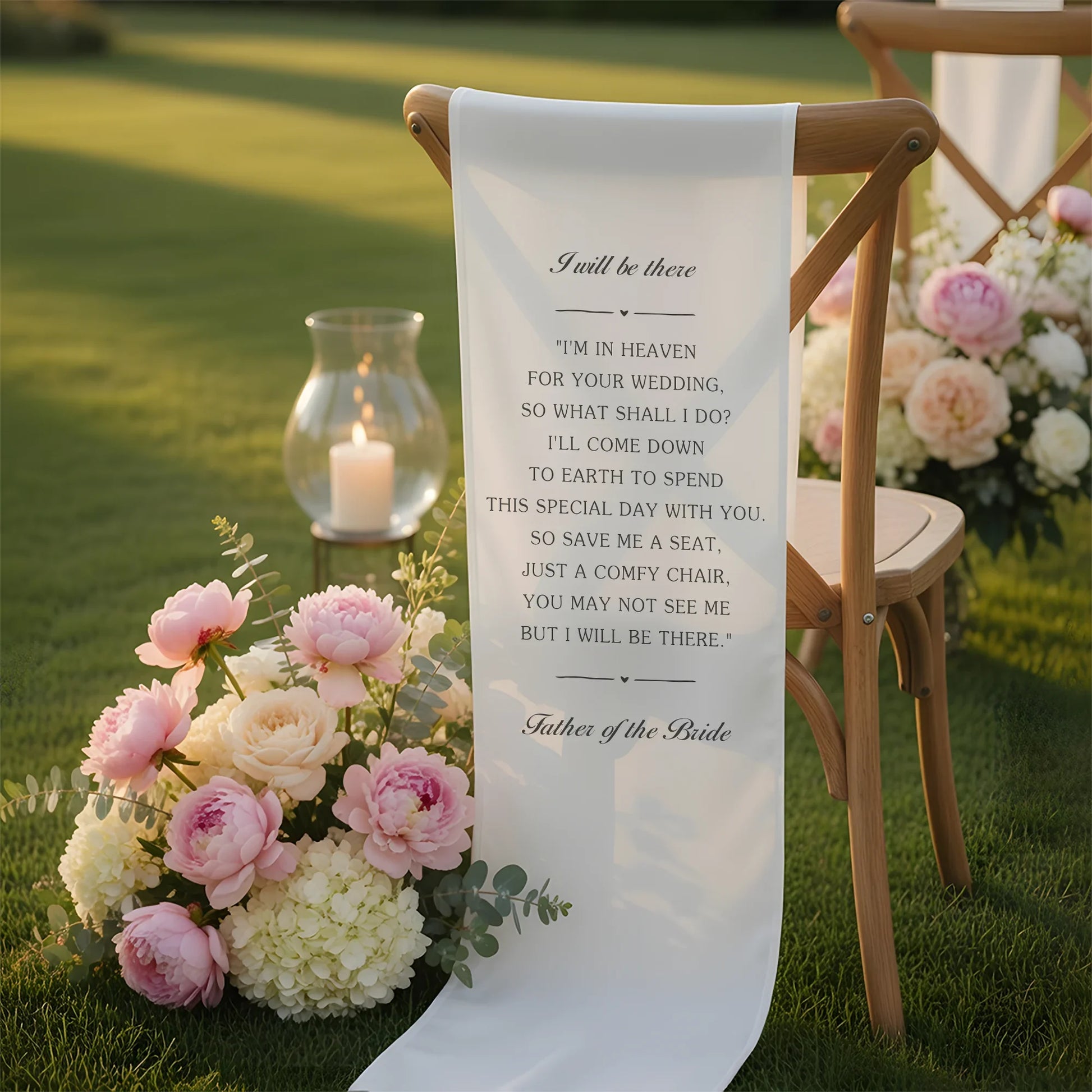 I Will Be There Memorial Wedding Chair Sign Reserved Seat In Loving Memory Chair Cover, gentle memorial keepsake (view 7)