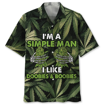 I Am a Simple Man I Like Doobies Boobies Hawaiian Shirt