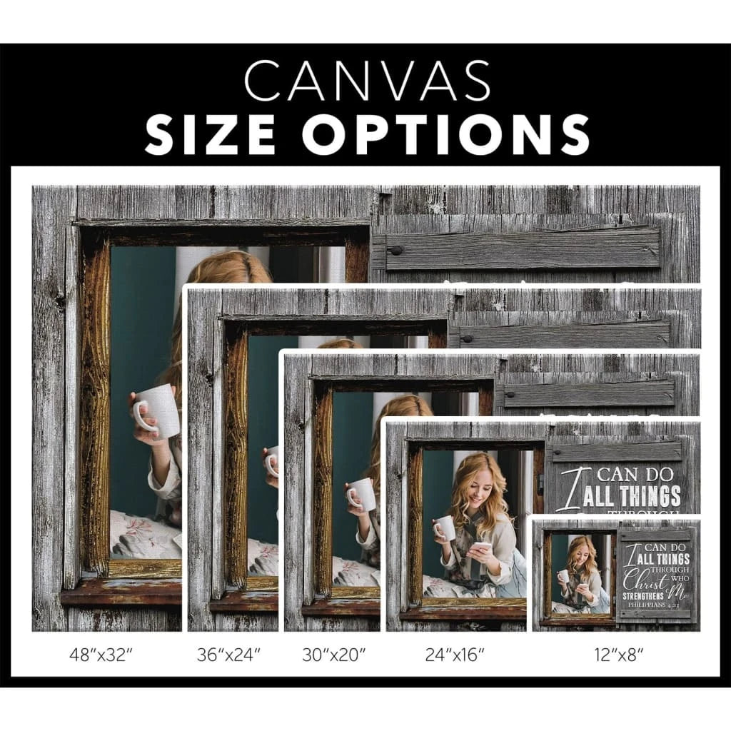 personalized i can do all things through christ wall art canvas with custom photo (Landscape) (view 4)