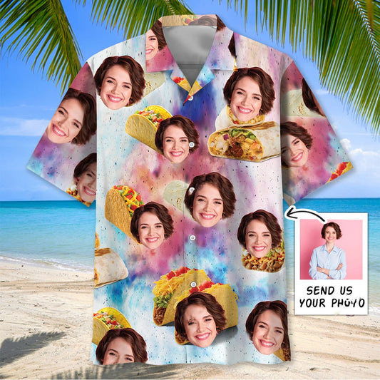 I Love my Wife and Taco Custom Face Hawaiian Shirt - XL - hawaiian shirt