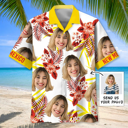 I Love New Mexico and my Wife Custom Face Hawaiian Shirt