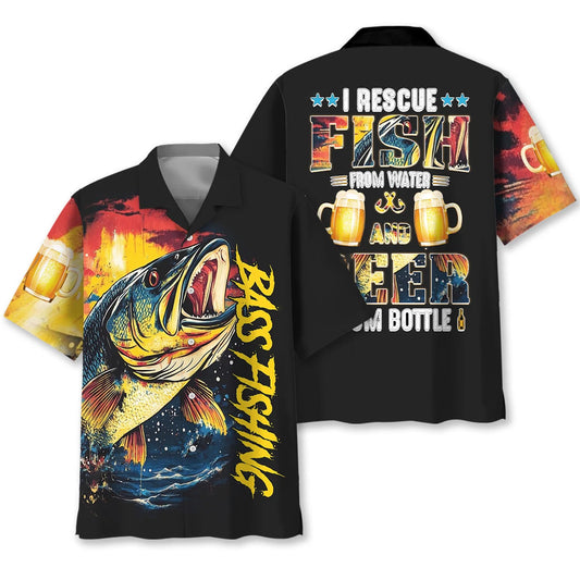 I Rescue Fish From Water and Beer From Bottle Hawaiian Shirt - S - hawaiian shirt
