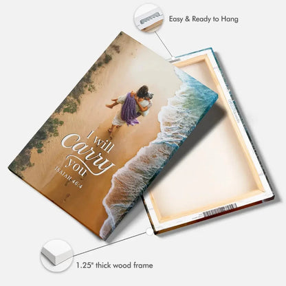 i will carry you jesus carrying a woman isaiah 46 4 christian canvas wall art (view 8)