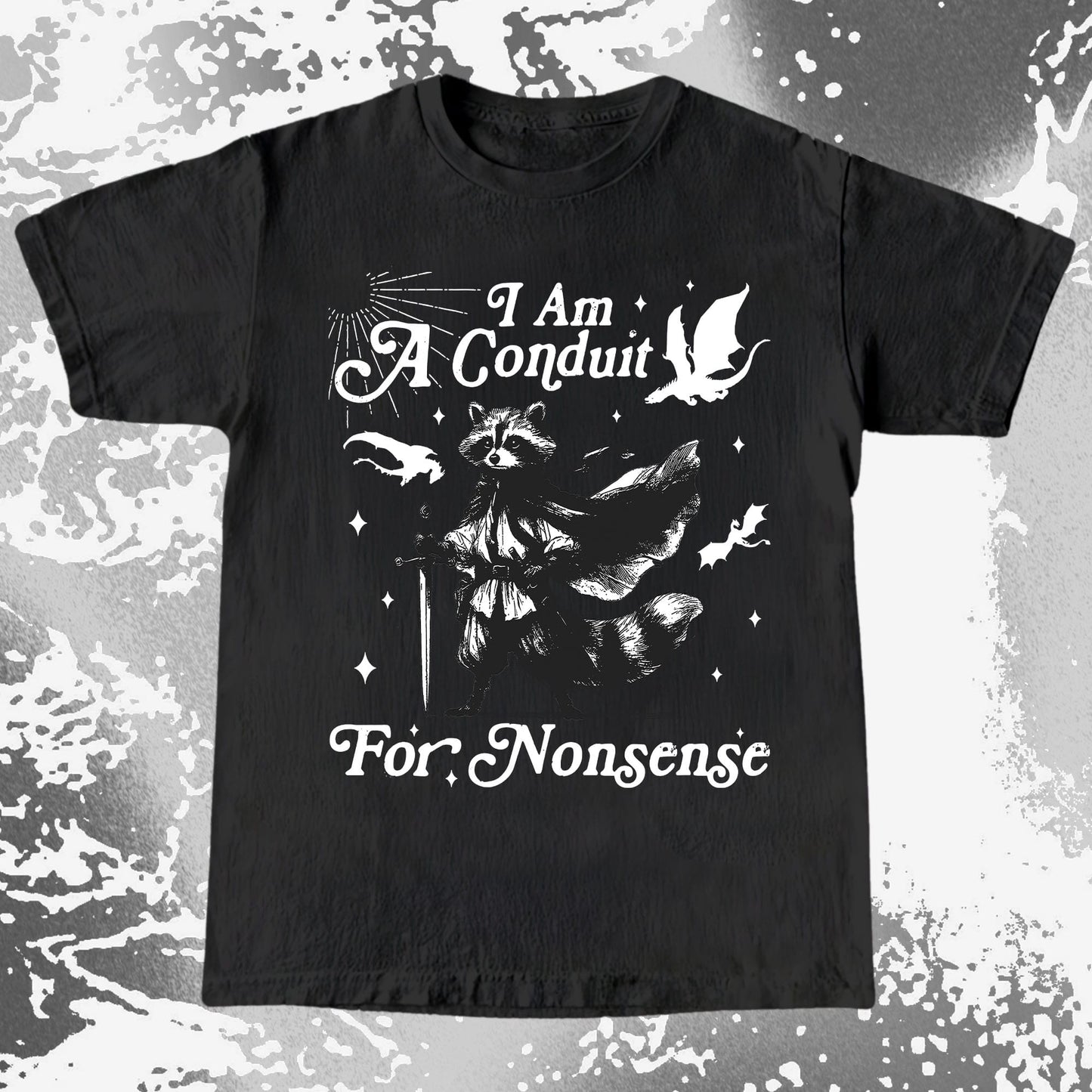 I Am A Conduit For Nonsense Raccoon Wizard Shirt, funny meme tee gift (view 2)