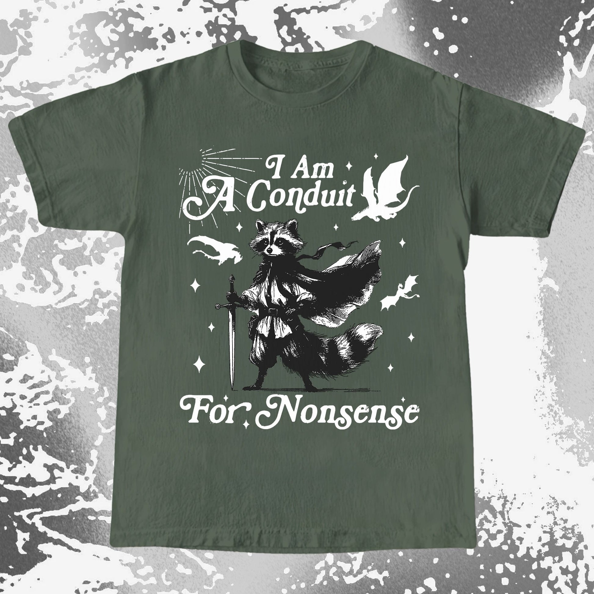 I Am A Conduit For Nonsense Raccoon Wizard Shirt, funny meme tee gift (view 5)